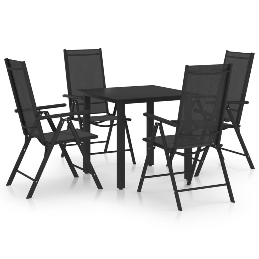 vidaXL Garden Dining Set 5 Piece Aluminium Black Outdoor Dining Table Chairs