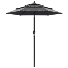 vidaXL 3-Tier Garden Parasol with Aluminium Pole Outdoor Umbrella Anthracite