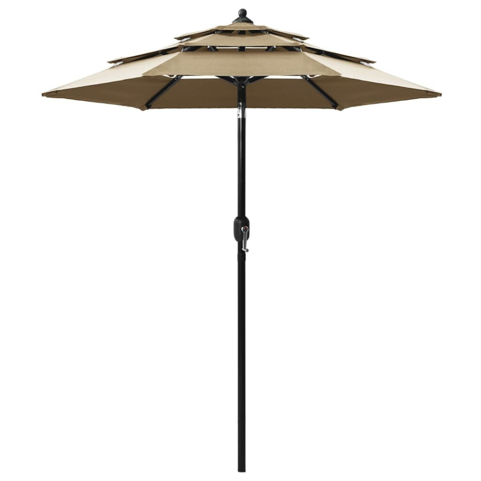 vidaXL 3-Tier Garden Parasol with Aluminium Pole Canopy Outdoor Umbrella Taupe