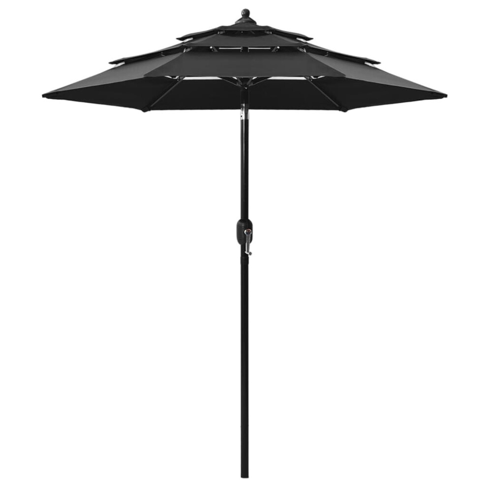 vidaXL 3-Tier Garden Parasol with Aluminium Pole Canopy Outdoor Umbrella Black