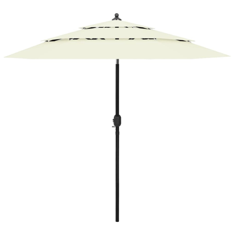 vidaXL 3-Tier Parasol with Aluminium Pole Sand Outdoor Patio Sunshade Cover