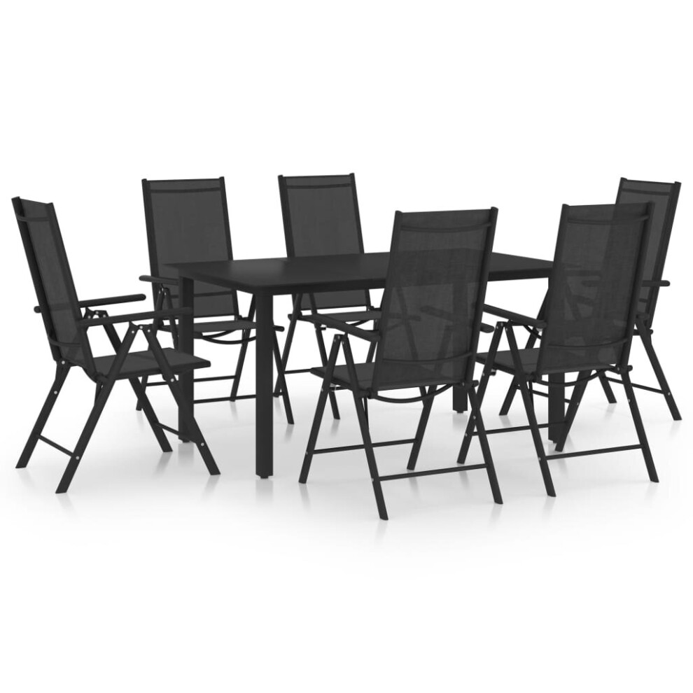 Vidaxl Garden Dining Set 7 Piece Aluminium Black Outdoor Dining Table Chairs