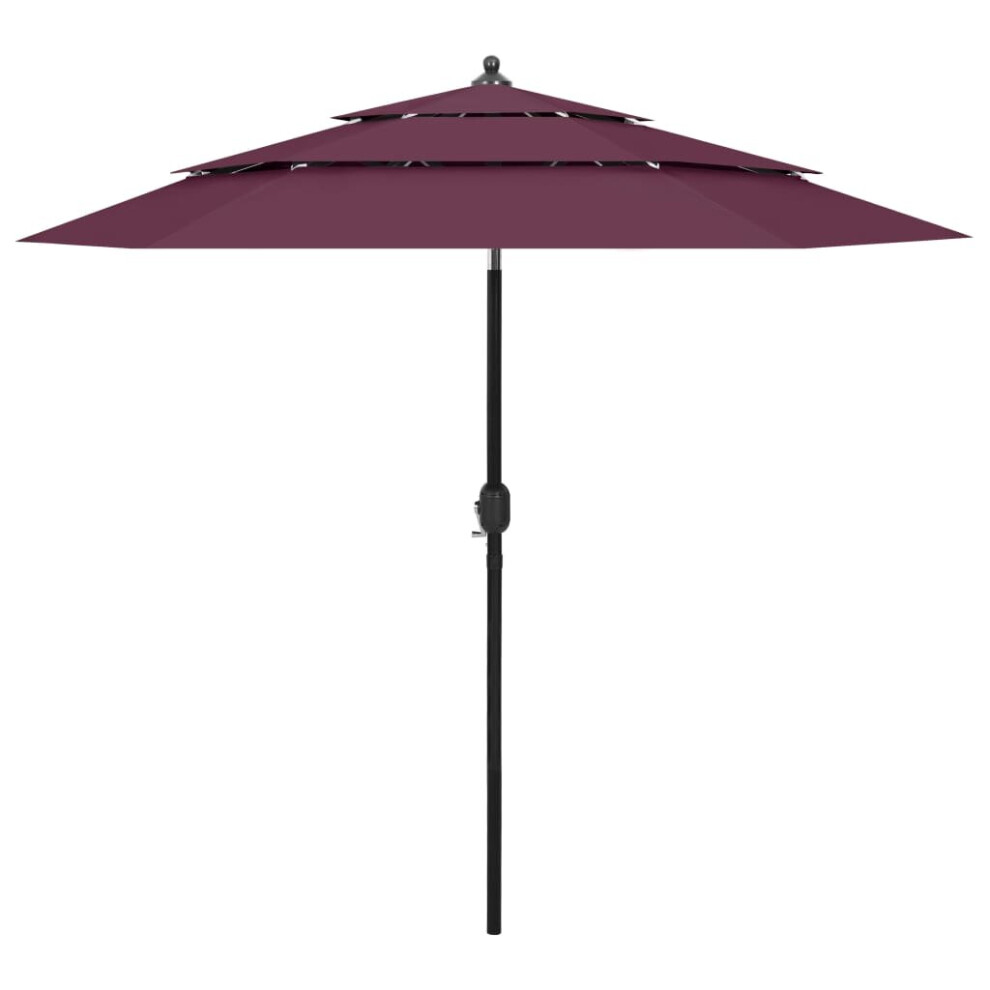 vidaXL 3-Tier Parasol with Aluminium Pole Bordeaux Red Patio Sunshade Cover