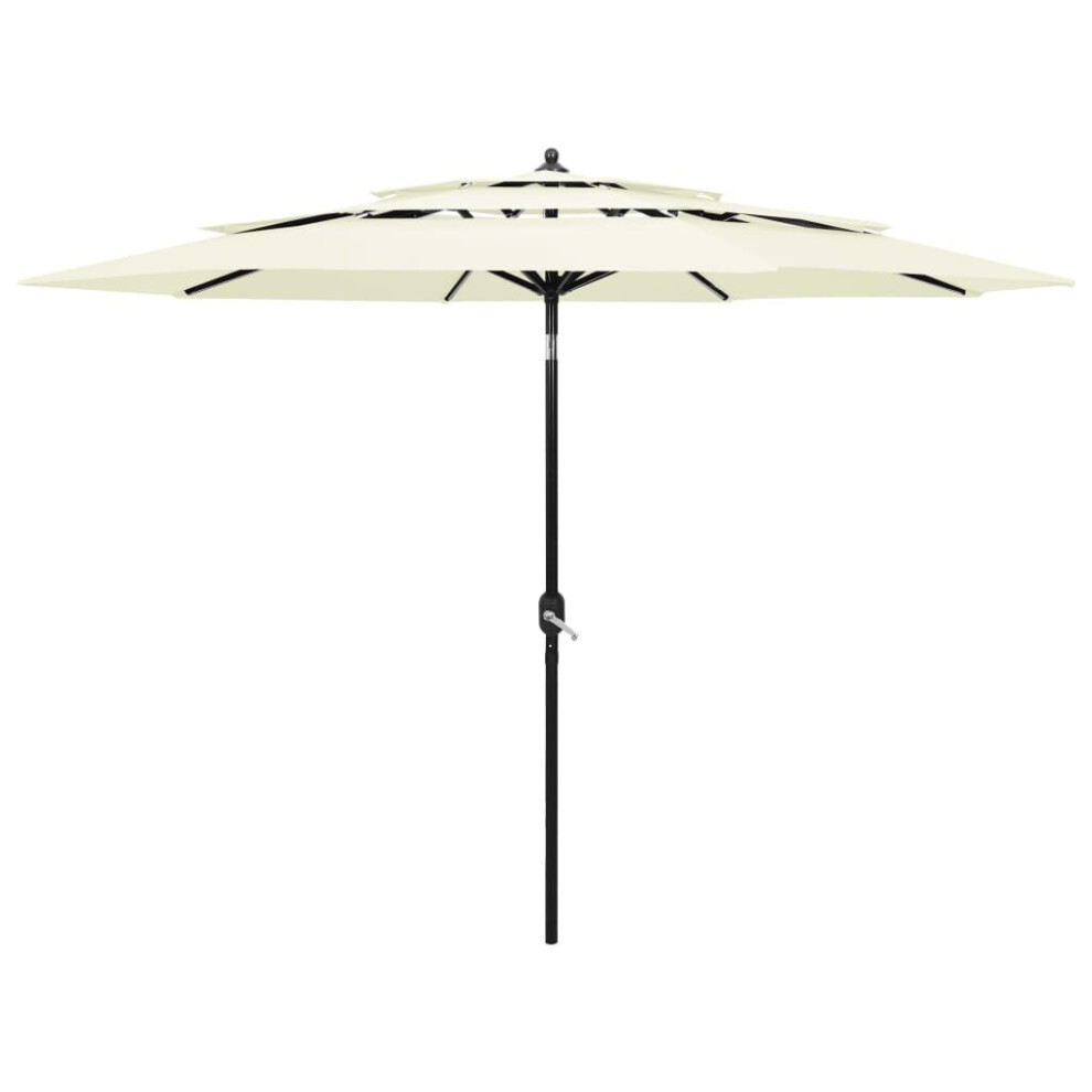 vidaXL 3-Tier Garden Parasol with Aluminium Pole Canopy Outdoor Umbrella Sand