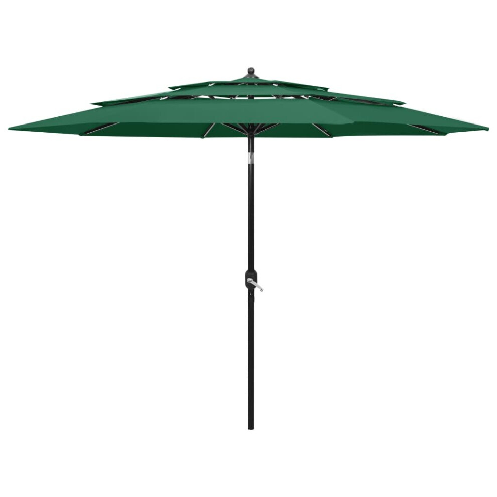 vidaXL 3-Tier Parasol with Aluminium Pole Green Outdoor Patio Sunshade Cover