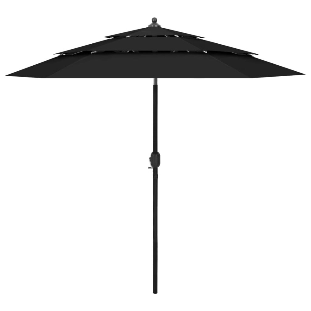 Vidaxl 3-Tier Garden Parasol With Aluminium Pole Canopy Outdoor Umbrella Black
