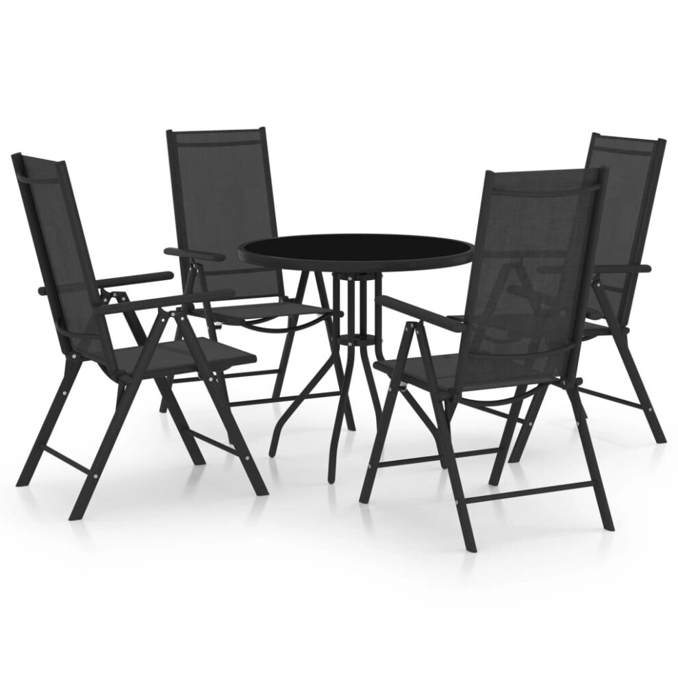 Vidaxl Garden Dining Set Piece Aluminium And Textilene Table Chairs Black Size 5