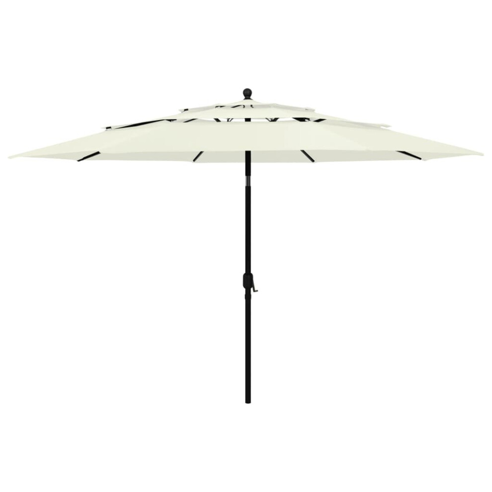 vidaXL 3-Tier Parasol with Aluminium Pole Sand Outdoor Patio Sunshade Cover