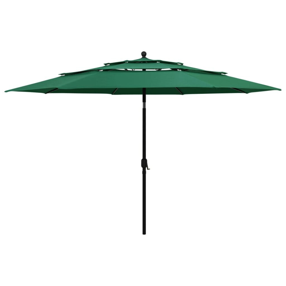 Vidaxl 3-Tier Garden Parasol With Aluminium Pole Canopy Outdoor Umbrella Green