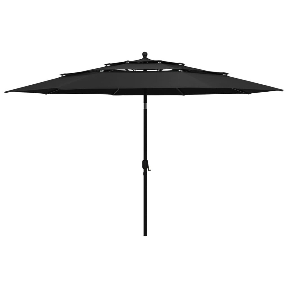 Vidaxl 3-Tier Garden Parasol With Aluminium Pole Canopy Outdoor Umbrella Black
