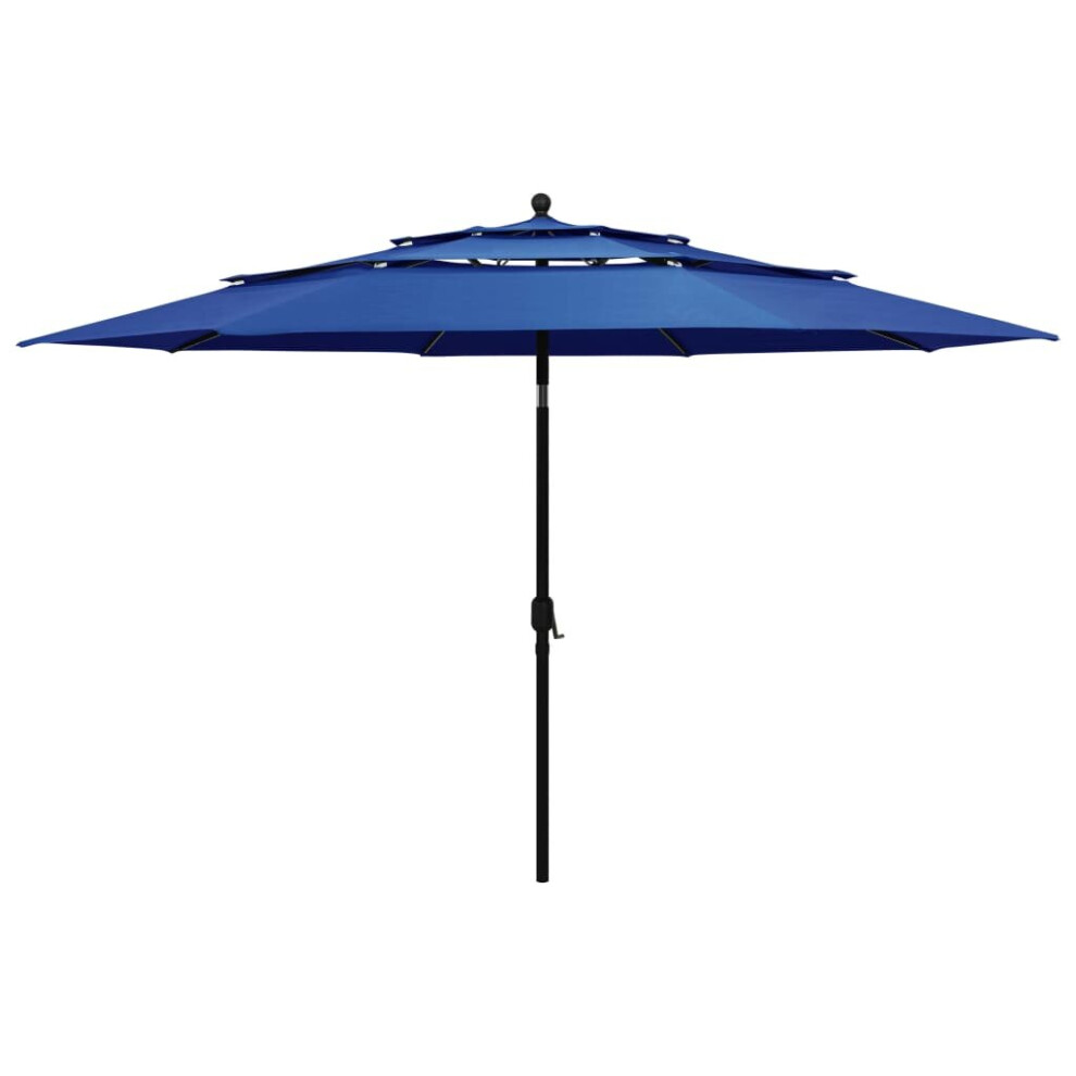 vidaXL 3-Tier Parasol with Aluminium Pole Azure Blue Patio Sunshade Cover