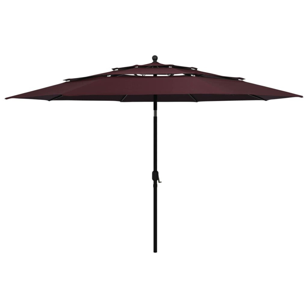 vidaXL 3-Tier Garden Parasol with Aluminium Pole Outdoor Umbrella Bordeaux Red