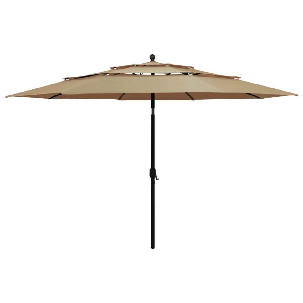vidaXL 3-Tier Garden Parasol with Aluminium Pole Canopy Outdoor Umbrella Taupe