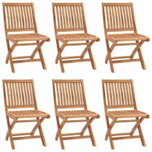 vidaXL 6x Solid Teak Wood Folding Garden Chairs Outdoor Seating Dining Chairs