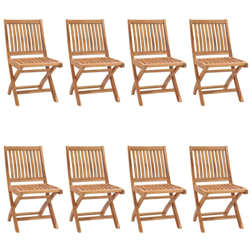 Vidaxl 8X Solid Teak Wood Folding Garden Chairs Outdoor Seating Dining Chairs
