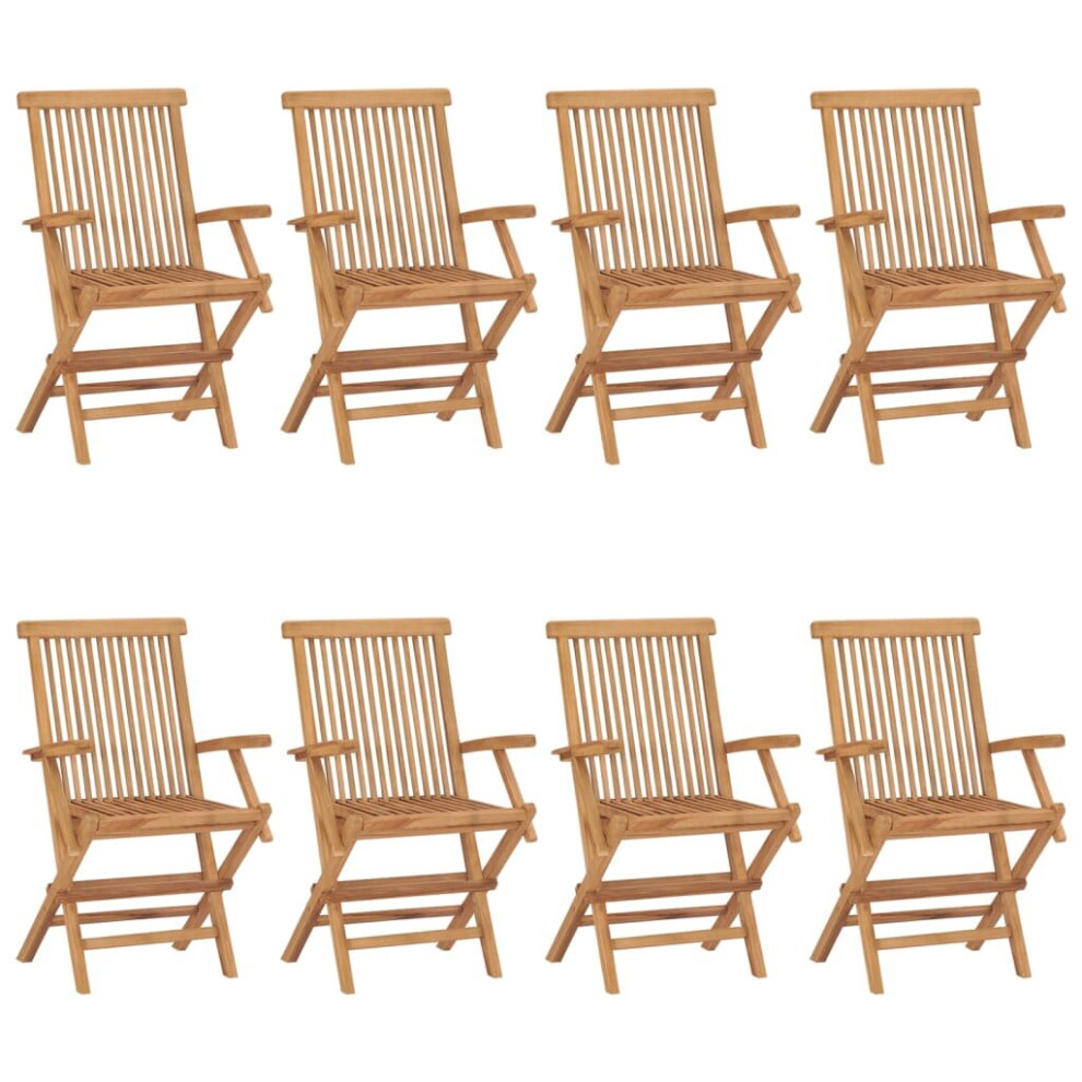 vidaXL 8x Solid Teak Wood Garden Chairs Furniture Outdoor Dining Armchairs