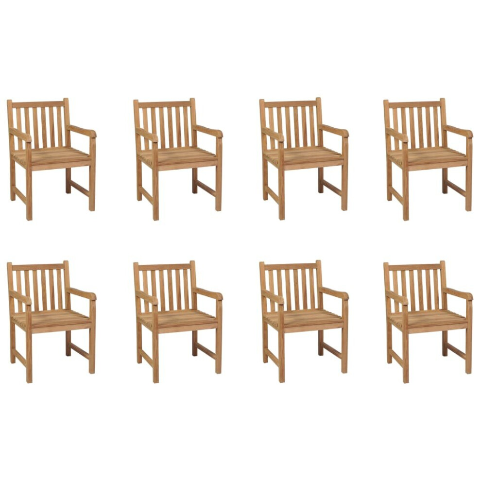 Vidaxl 8X Solid Teak Wood Outdoor Chair Garden Terrace Patio Yard Armchair
