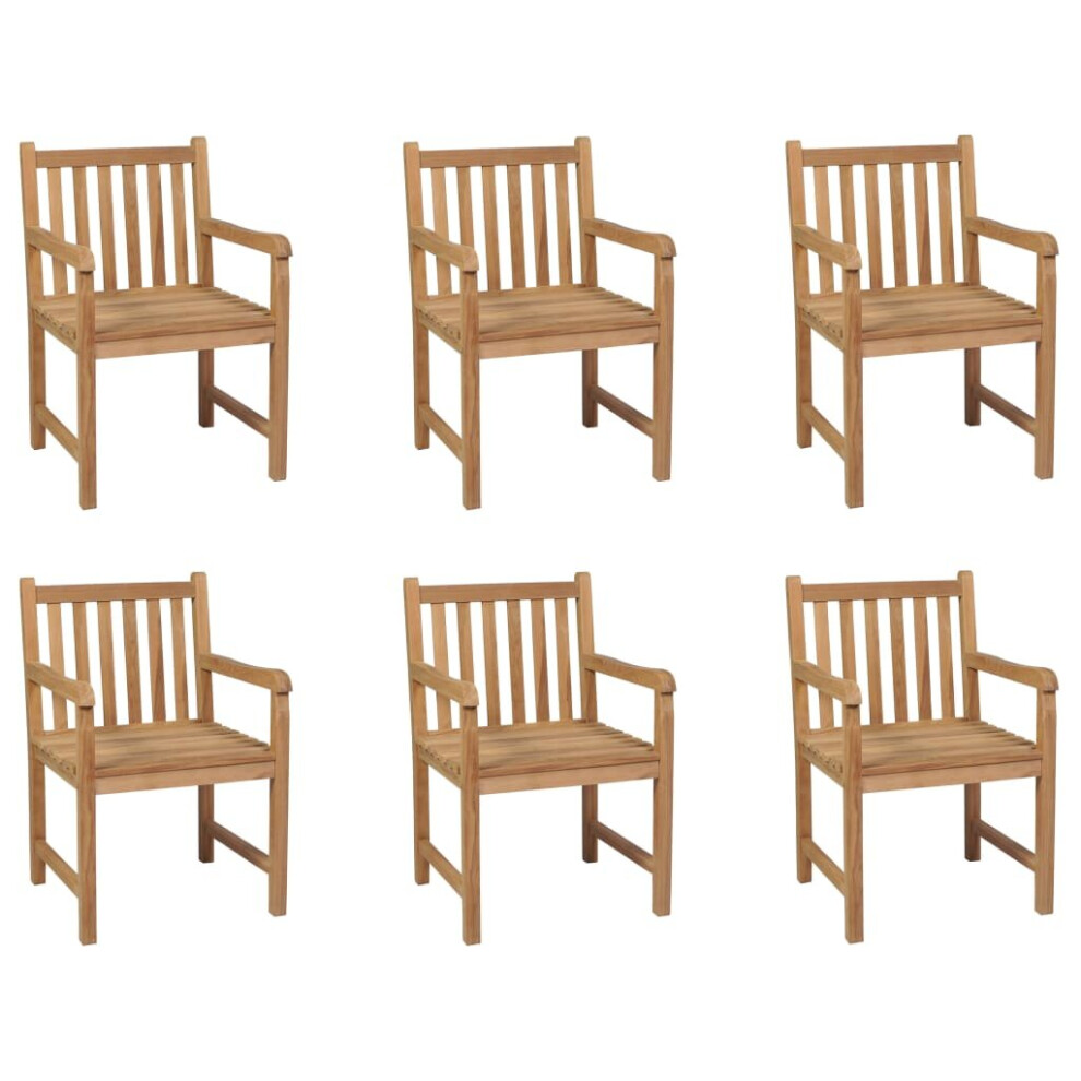 Vidaxl 6X Solid Teak Wood Outdoor Chair Garden Terrace Patio Yard Armchair