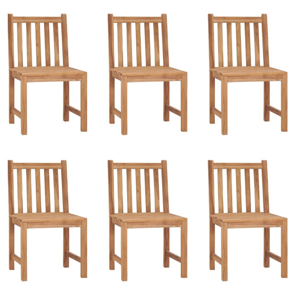 vidaXL 6x Solid Teak Wood Garden Chairs Outdoor Furniture Garden Seating