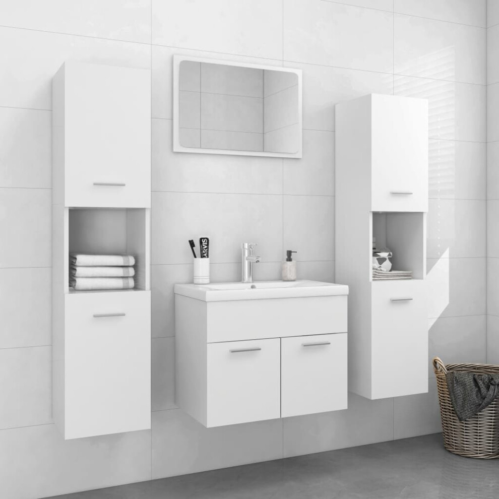 Vidaxl Bathroom Furniture Set White Engineered Wood Wall Cabinet Home Cupboard