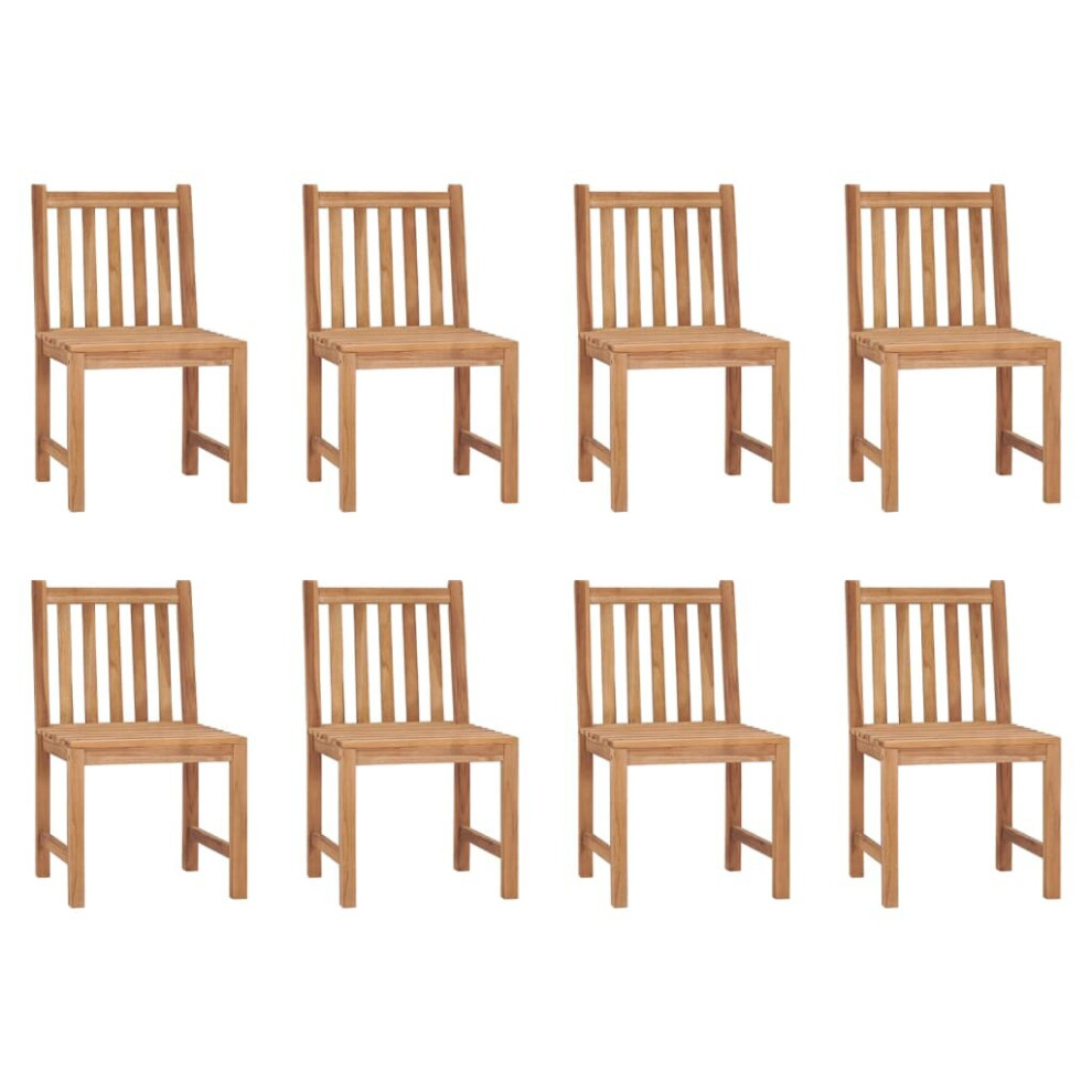 Vidaxl 8X Solid Teak Wood Garden Chairs Outdoor Furniture Garden Seating