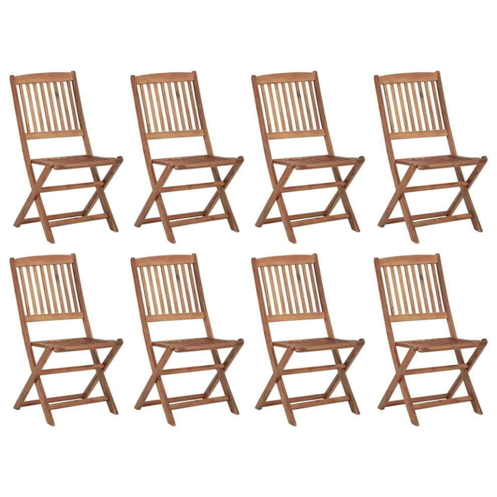 Vidaxl 8X Solid Acacia Wood Folding Outdoor Chairs Garden Furniture Patio Seat