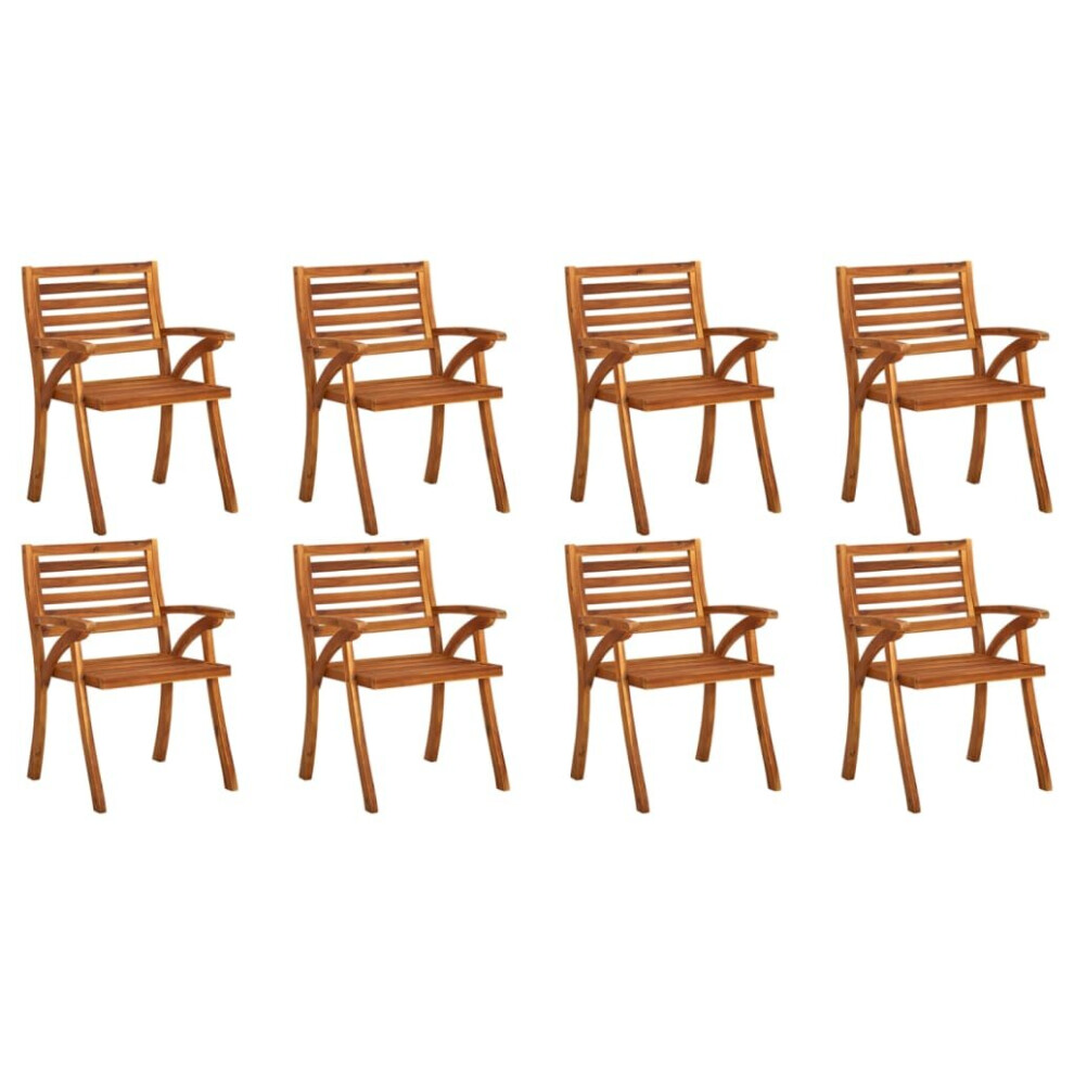 vidaXL 8x Solid Acacia Wood Garden Chairs Outdoor Seating Dining Armchairs