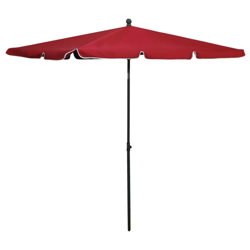 Vidaxl Garden Parasol With Pole Sunshade Outdoor Umbrella Canopy Bordeaux Red