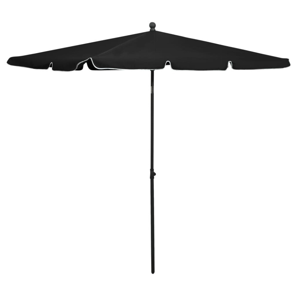 vidaXL Garden Parasol with Pole 210x140 cm Black Umbrella Garden Patio Parasol