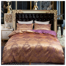 (Champagne, Double) Luxury Jacquard Floral Bedding Set , Simple Flower Duvet Cover Set with Zipper Closure, Lightweight and Breathable ,Soft and Durable Bedding Set