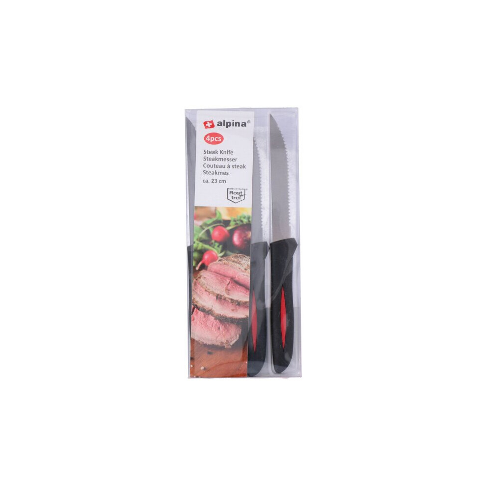 steak knives 4 pieces 22,8 cm black/red