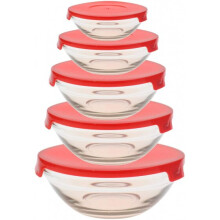 fresh containers 135-1000 ml glass/PP red 5 pieces