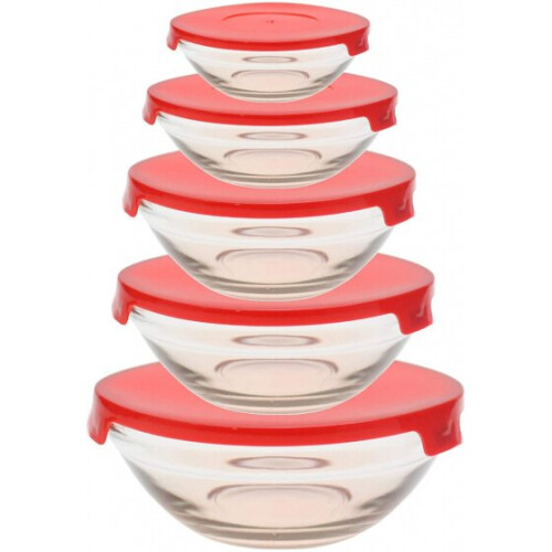Alpina fresh containers 135-1000 ml glass/PP red 5 pieces
