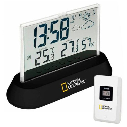 National Geographic weather station transparent 14 cm black 2-part