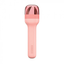 cutlery set in holder 4,6 x 2,9 x 17 cm stainless steel pink 4-piece