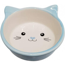 cat food bowl Polka 300 ml ceramic cream/blue