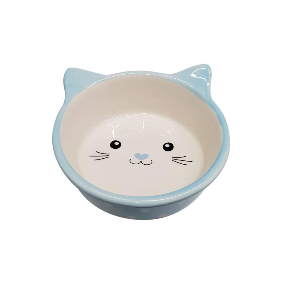 Photos - Other for Cats cat food bowl Polka 300 ml ceramic cream/blue