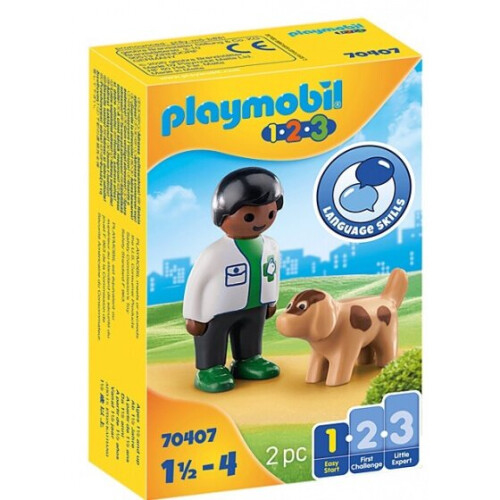 PLAYMOBIL Playmobil - 1.2.3 Veterinario con Perro