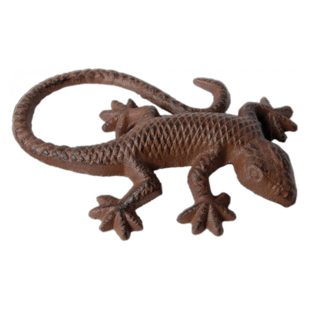 garden figure Lizard 15.5 cm cast iron brown