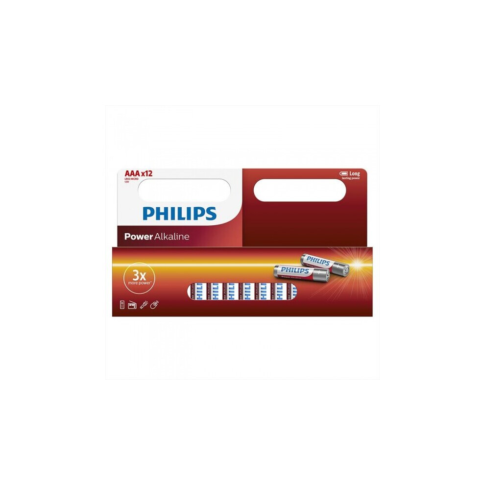 Philips Aaa/Lr3 Power Alkaline Batteries 12 Pieces