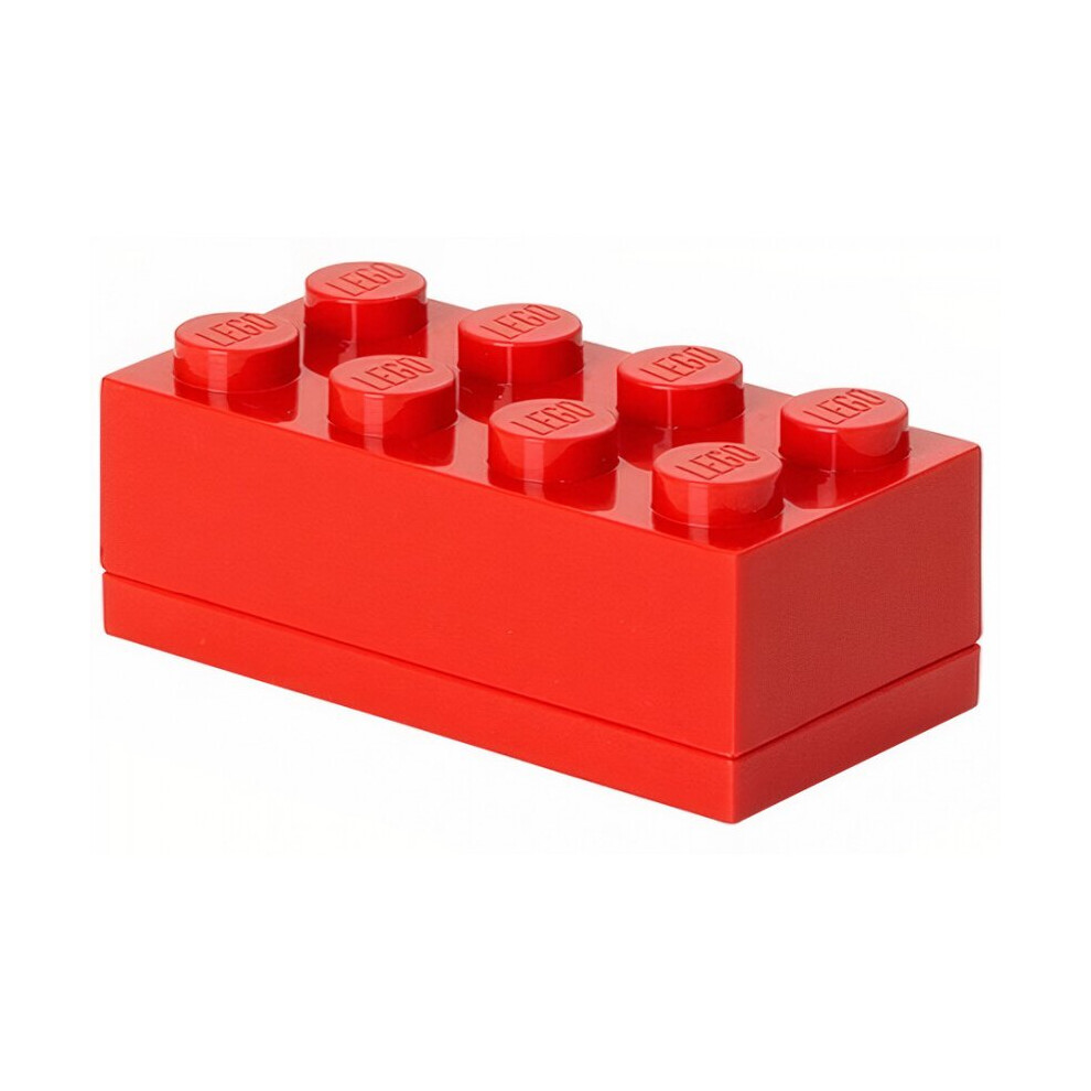 mini storage stone 8 studs 4.6 x 9.2 cm polypropylene red