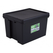 Bam Recycled 45 L Storage Box, 50.5 x 40.1 x 32 cm, Black – Durable 100% Recycled Plastic, Snap-On Lid