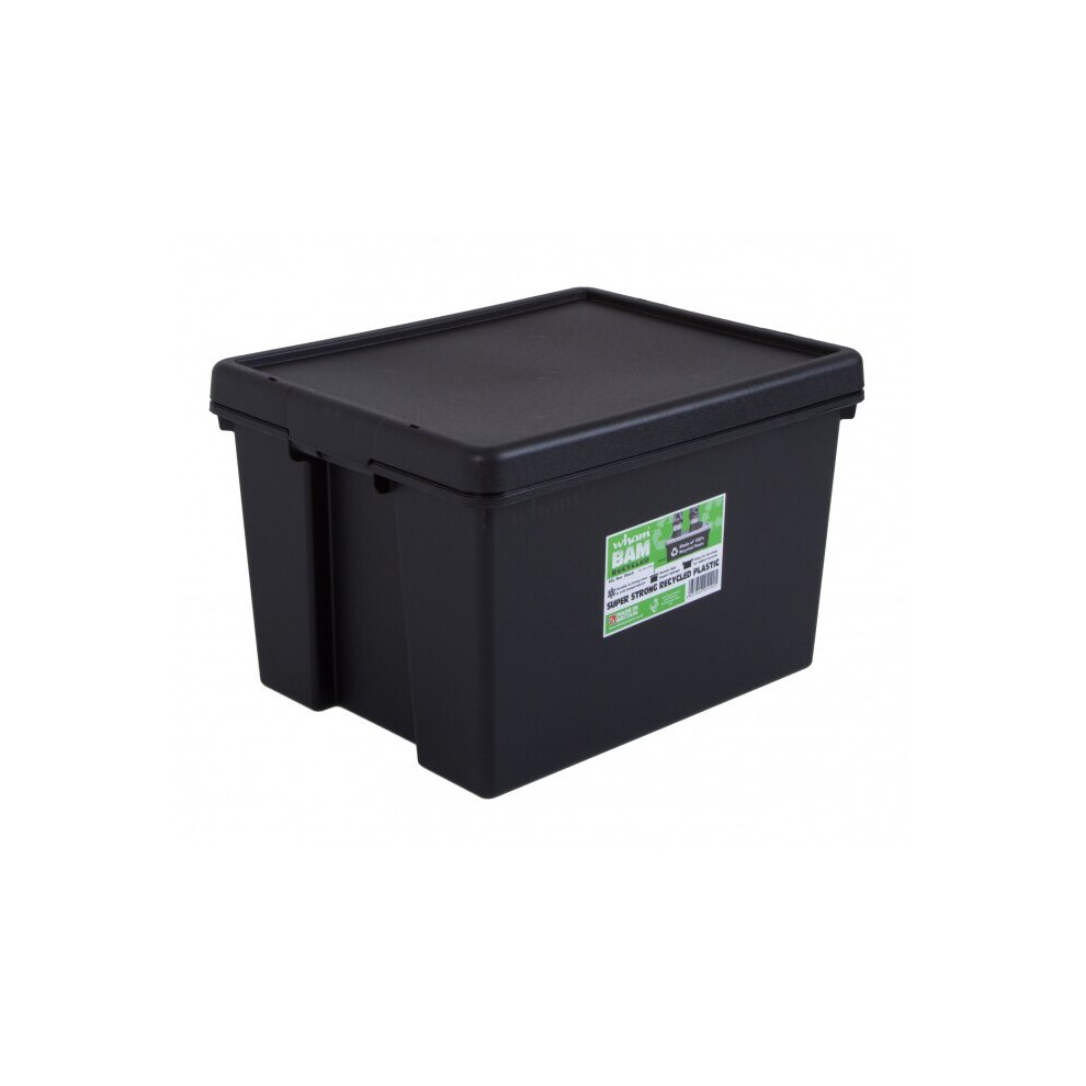 B&Q - Bam Upcycled Heavy Duty Black 45L Medium Plastic Stackable Storage Box With Lid - Image 4