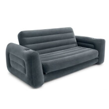 pull-out lounge bench 224 cm vinyl grey