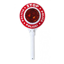 police stop sign with handle and flashing light 29 cm