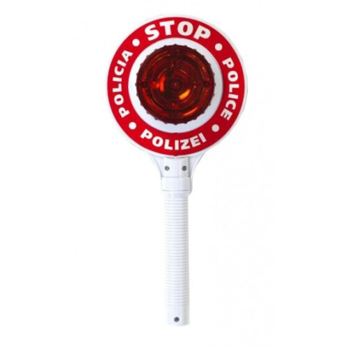police stop sign with handle and flashing light 29 cm