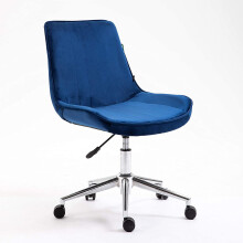 Velvet Fabric Blue Swivel Stressless Chair with Chrome Base Best