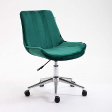 Velvet Fabric Green Swivel Chair with Chrome Base, Office Chair , Best
