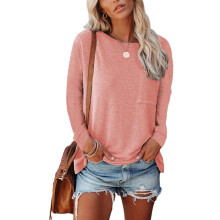 (L) Women Pocket Shirts Casual Loose Fit Tunic Top