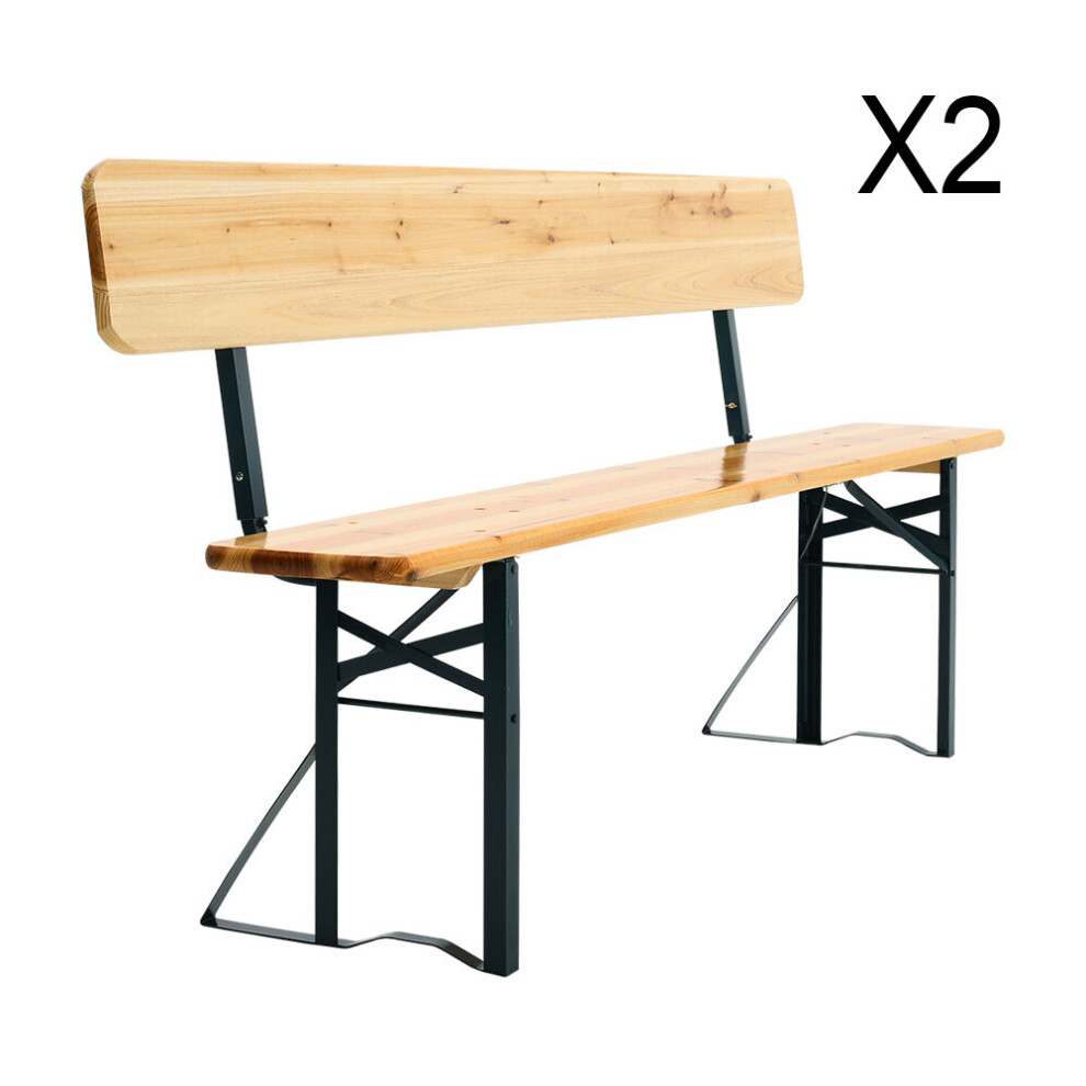 (2 Benches Only) Wooden Beer Table+2 Bench Set Folding BBQ Outdoor